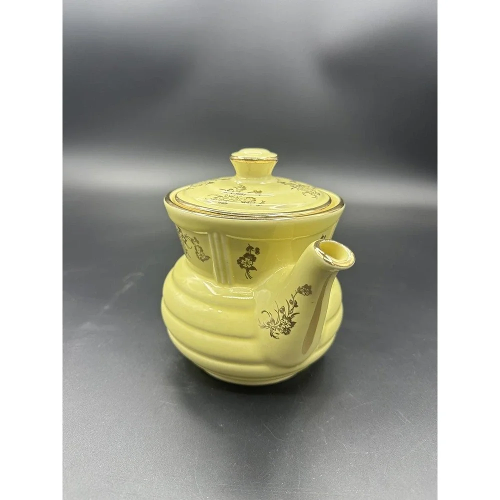 Vintage Enterprise Aluminum Co. Yellow/Gold Floral -Drip-O-Lator Coffee Pot MINT